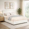 Lez Queen Size Platform Bed | 2 Storage Drawers | Ivory Boucle Upholstery