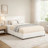 Lez Queen Size Platform Bed | 2 Storage Drawers | Ivory Boucle Upholstery