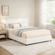 Lez Queen Size Platform Bed | 2 Storage Drawers | Ivory Boucle Upholstery