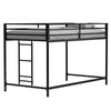 Ady Twin Size Loft Bed with Ladder & Guardrails | Black Metal Frame