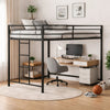 Ady Twin Size Loft Bed with Ladder & Guardrails | Black Metal Frame