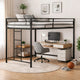 Ady Twin Size Loft Bed with Ladder & Guardrails | Black Metal Frame