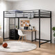 Ady Twin Size Loft Bed with Ladder & Guardrails | Black Metal Frame