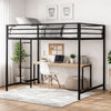 Ady Twin Size Loft Bed with Ladder & Guardrails | Black Metal Frame