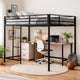 Ady Twin Size Loft Bed with Ladder & Guardrails | Black Metal Frame