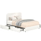 Lez Queen Size Platform Bed | 4 Storage Drawers | Ivory Boucle Upholstery
