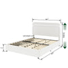 Lez Queen Size Platform Bed | 4 Storage Drawers | Ivory Boucle Upholstery