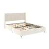 Nia Queen Bed | 2 Storage Drawers | Wingback Tufted Ivory Velvet Headboard