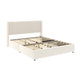 Nia Queen Bed | 2 Storage Drawers | Wingback Tufted Ivory Velvet Headboard