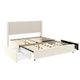 Nia Queen Bed | 2 Storage Drawers | Wingback Tufted Ivory Velvet Headboard