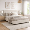 Nia Queen Bed | 2 Storage Drawers | Wingback Tufted Ivory Velvet Headboard