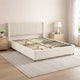 Nia Queen Bed | 2 Storage Drawers | Wingback Tufted Ivory Velvet Headboard
