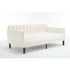 Ely Twin Size Daybed with Tufted Backrest | Ribbed Beige Velvet Upholstery