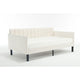 Ely Twin Size Daybed with Tufted Backrest | Ribbed Beige Velvet Upholstery