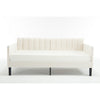 Ely Twin Size Daybed with Tufted Backrest | Ribbed Beige Velvet Upholstery