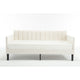 Ely Twin Size Daybed with Tufted Backrest | Ribbed Beige Velvet Upholstery