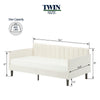 Ely Twin Size Daybed with Tufted Backrest | Ribbed Beige Velvet Upholstery