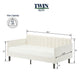 Ely Twin Size Daybed with Tufted Backrest | Ribbed Beige Velvet Upholstery