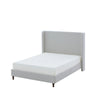 Heny Queen Size Bed with Wingback Tall Headboard | Ivory Fabric Upholstery