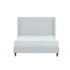 Heny Queen Size Bed with Wingback Tall Headboard | Ivory Fabric Upholstery