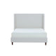 Heny Queen Size Bed with Wingback Tall Headboard | Ivory Fabric Upholstery