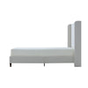 Heny Queen Size Bed with Wingback Tall Headboard | Ivory Fabric Upholstery