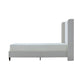 Heny Queen Size Bed with Wingback Tall Headboard | Ivory Fabric Upholstery