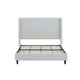 Heny Queen Size Bed with Wingback Tall Headboard | Ivory Fabric Upholstery