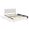 Deny Queen Storage Bed | 4 Drawers | Channel Tufted Ivory Boucle Upholstery