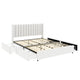 Deny Queen Storage Bed | 4 Drawers | Channel Tufted Ivory Boucle Upholstery