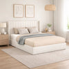 Deny Queen Storage Bed | 4 Drawers | Channel Tufted Ivory Boucle Upholstery