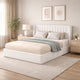Deny Queen Storage Bed | 4 Drawers | Channel Tufted Ivory Boucle Upholstery