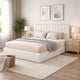 Deny Queen Storage Bed | 4 Drawers | Channel Tufted Ivory Boucle Upholstery