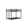 Ady Low Profile Twin Over Twin Bunk Bed with Ladder | Black Metal Frame