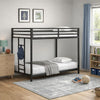 Ady Low Profile Twin Over Twin Bunk Bed with Ladder | Black Metal Frame