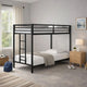 Ady Low Profile Twin Over Twin Bunk Bed with Ladder | Black Metal Frame