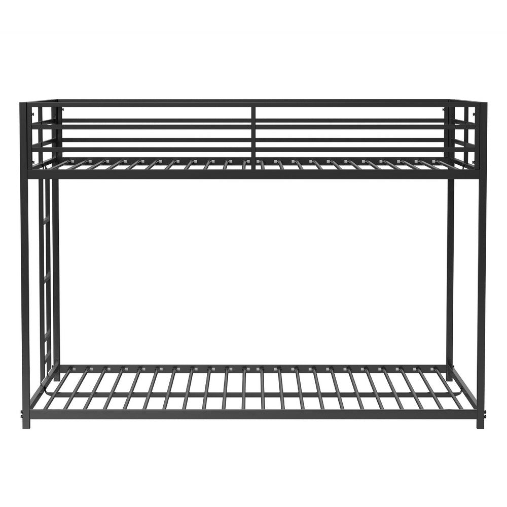 Ady Low Profile Full Over Full Bunk Bed with Ladder | Black Metal Frame