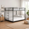 Ady Low Profile Full Over Full Bunk Bed with Ladder | Black Metal Frame