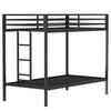 Ady Twin Over Twin Bunk Bed with Ladder & Guardrails | Black Metal Frame