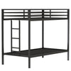 Ady Twin Over Twin Bunk Bed with Ladder & Guardrails | Black Metal Frame