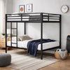 Ady Twin Over Twin Bunk Bed with Ladder & Guardrails | Black Metal Frame