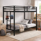 Ady Twin Over Twin Bunk Bed with Ladder & Guardrails | Black Metal Frame