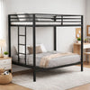 Ady Twin Over Twin Bunk Bed with Ladder & Guardrails | Black Metal Frame
