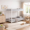 Ady Low Profile Twin Over Twin Bunk Bed with Ladder | White Metal Frame