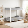 Ady Low Profile Twin Over Twin Bunk Bed with Ladder | White Metal Frame