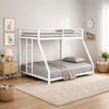 Ady Low Profile Twin Over Full Bunk Bed with Ladder | White Metal Frame