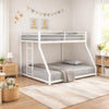 Ady Low Profile Twin Over Full Bunk Bed with Ladder | White Metal Frame