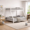 Ady Low Profile Twin Over Full Bunk Bed with Ladder | White Metal Frame
