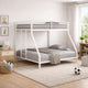 Ady Low Profile Twin Over Full Bunk Bed with Ladder | White Metal Frame