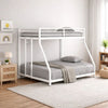 Ady Low Profile Twin Over Full Bunk Bed with Ladder | White Metal Frame